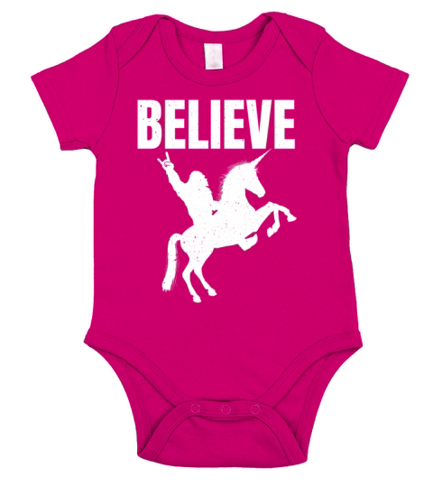 Bigfoot Riding A Unicorn Short Sleeve Baby One-Piece