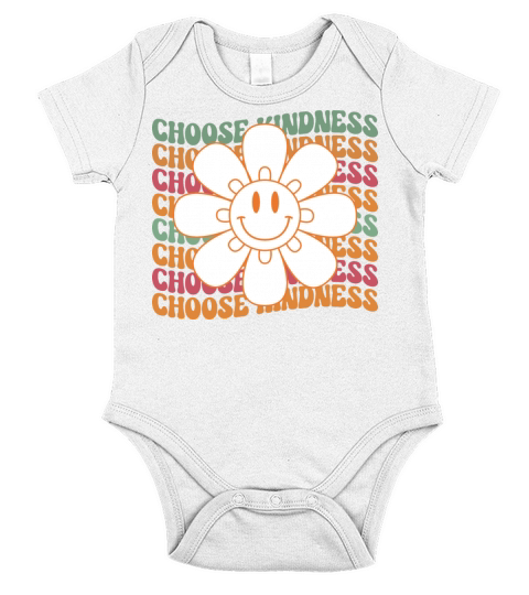 Choose Kidness - Retro typography Short Sleeve Baby One-Piece