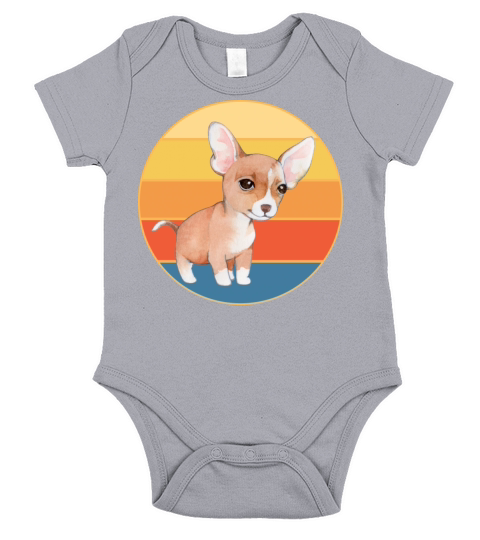 Cute Chihuahua Dog Breed Vintage Retro Sunset Short Sleeve Baby One-Piece