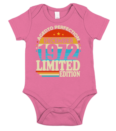 December 1972 Vintage Retro Birthday Short Sleeve Baby One-Piece