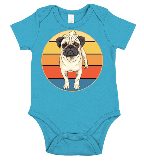 French Bulldog Dog Breed Vintage Retro Sunset Short Sleeve Baby One-Piece