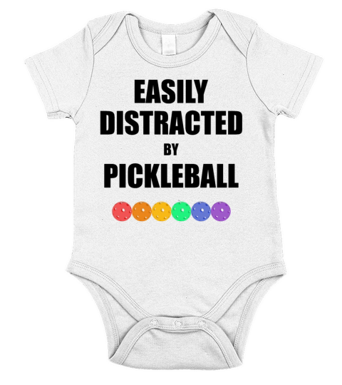 Funny Easily Distracted by Pickleball Paddle Sport Short Sleeve Baby One-Piece