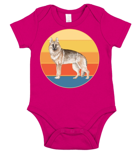 German Shepherd Dog Breed Vintage Retro Sunset Short Sleeve Baby One-Piece