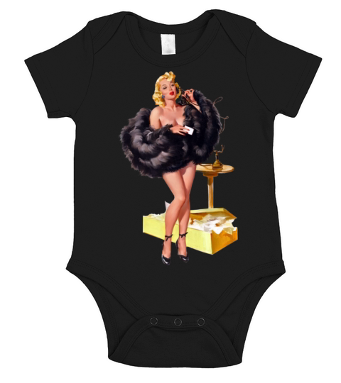 Retro vintage pin up girl in fur Short Sleeve Baby One-Piece