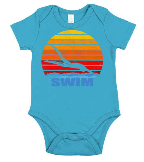 Retro Vintage Swimming Gift For Swimmers T Shirt Short Sleeve Baby One-Piece