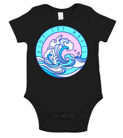 Ride the Waves Surfing Light Blue Short Sleeve Baby One-Piece