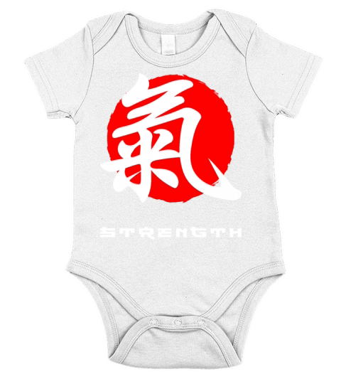Strength Japan quote Japanese kanji words Short Sleeve Baby One-Piece