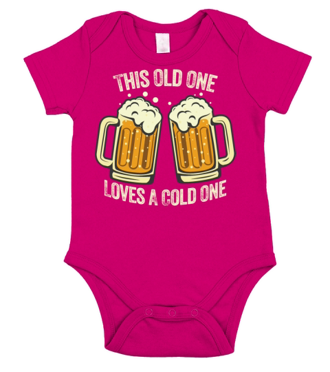 This Old One Loves A Cold One Short Sleeve Baby One-Piece