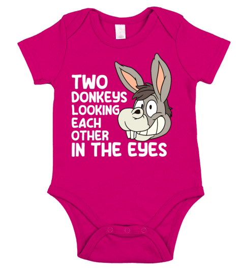 Two Donkeys Looking Each Other In The Eyes Short Sleeve Baby One-Piece