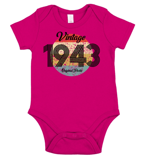 Vintage 1943 Original Parts Born in 1943 Birthday Short Sleeve Baby One-Piece