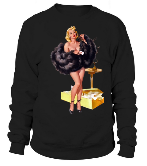 Retro vintage pin up girl in fur Sweatshirt Unisex