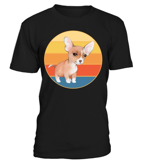 Cute Chihuahua Dog Breed Vintage Retro Sunset T-Shirt Unisex