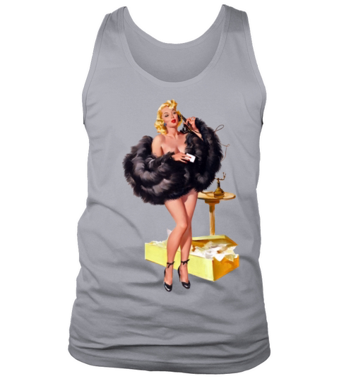 Retro vintage pin up girl in fur Tank Top Unisex