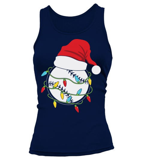 Baseball Christmas Lights Santa Hat Tank top Woman