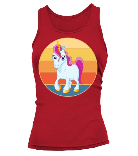 Cute Kawaii Unicorn Retro Sunset Vintage Tank top Woman