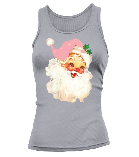 Merry Christmas Vintage Pink Santa Claus T Shirt Tank top Woman