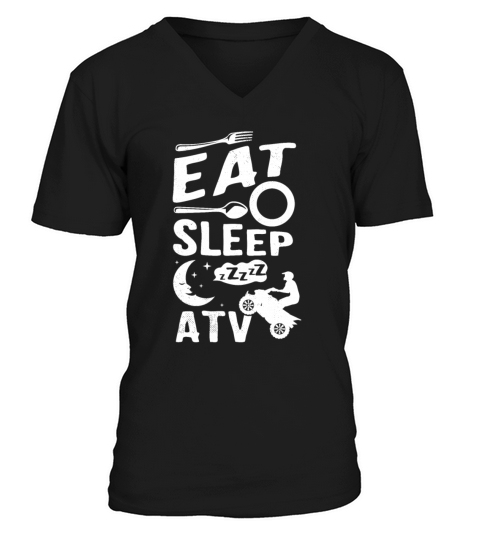 all terrain vehicles Eat Sleep creative graphic ar V-Neck T-shirt