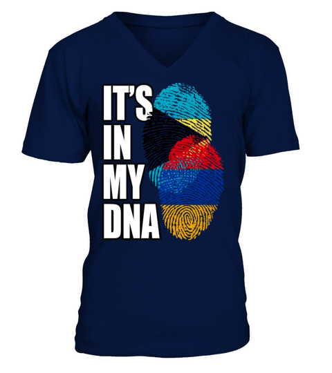Armenian And Bahamian Mix Heritage DNA Flag V-Neck T-shirt