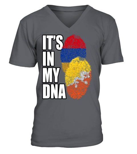 Bhutanese And Armenian Mix Heritage DNA Flag V-Neck T-shirt