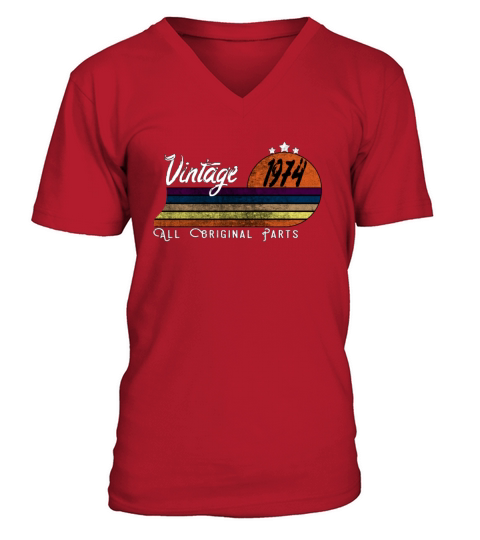 Born In 1974 Vintage Retro Classic Gifts V-Neck T-shirt