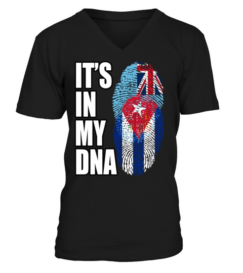 Fijian And Cuban Mix Heritage DNA Flag V-Neck T-shirt
