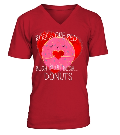 Funny Valentines Day Boys Roses Are Red Donuts V-Neck T-shirt