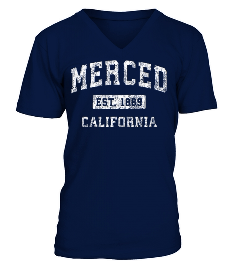 Merced California Ca Vintage Established Sports De V-Neck T-shirt
