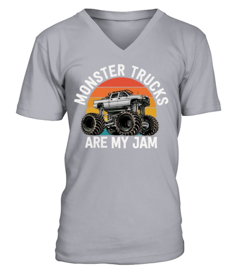 Monster Trucks Are My Jam Vintage Retro V-Neck T-shirt