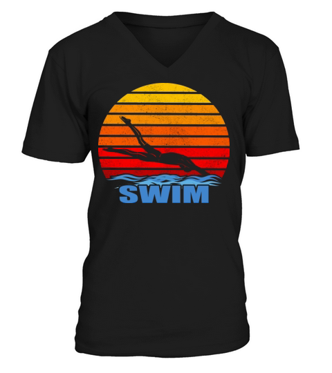 Retro Vintage Swimming Gift For Swimmers T Shirt V-Neck T-shirt