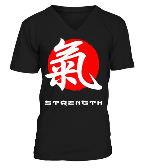 Strength Japan quote Japanese kanji words V-Neck T-shirt