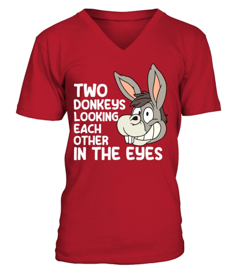 Two Donkeys Looking Each Other In The Eyes V-Neck T-shirt