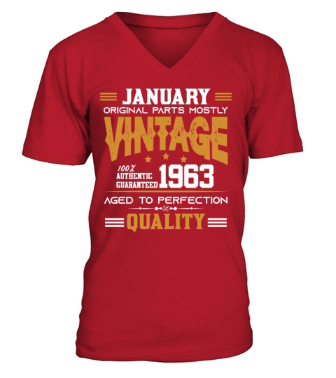 Vintage Aged To Perfection January 1963 V-Neck T-shirt