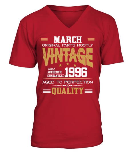 Vintage Aged To Perfection March 1996 V-Neck T-shirt
