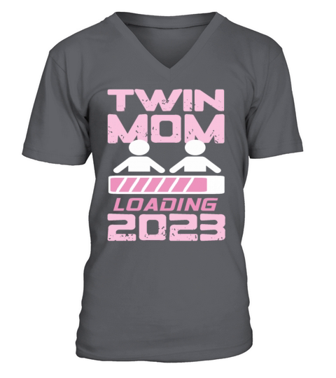 Womens Twin Mama Twin Mom to Be Pregnancy V-Neck T-shirt
