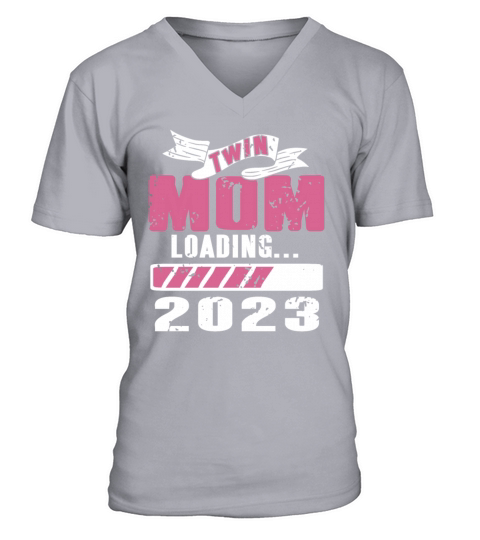 Womens Twin Mama Twin Mom to Be Pregnancy V-Neck T-shirt