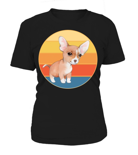 Cute Chihuahua Dog Breed Vintage Retro Sunset Women's T-Shirt