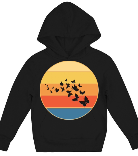 Cute Butterfly Retro Sunset Vintage Animal Insect Kids Hoodie