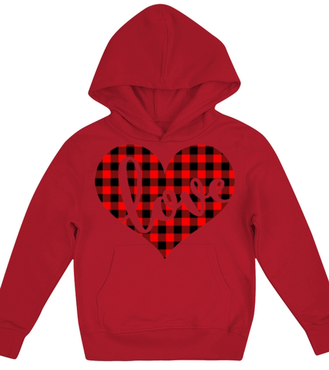 Galentines Day Buffalo Plaid Heart Love Valentines Kids Hoodie