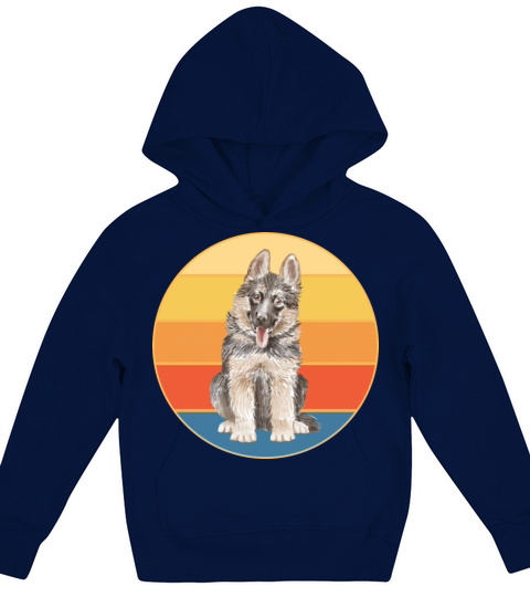 German Shepherd Dog Breed Vintage Retro Sunset Kids Hoodie