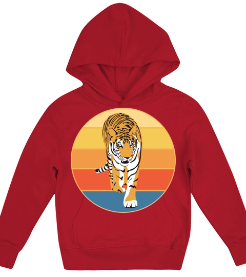Tiger Big Cat Vintage Retro Sunset Kids Hoodie