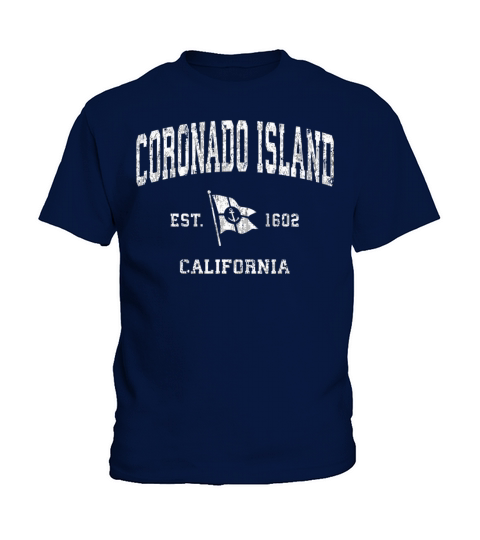 Coronado Island Ca Vintage Nautical Boat Anchor Fl Kids T-Shirt