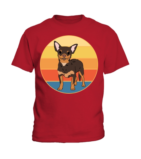 Cute Chihuahua Dog Breed Vintage Retro Sunset Kids T-Shirt