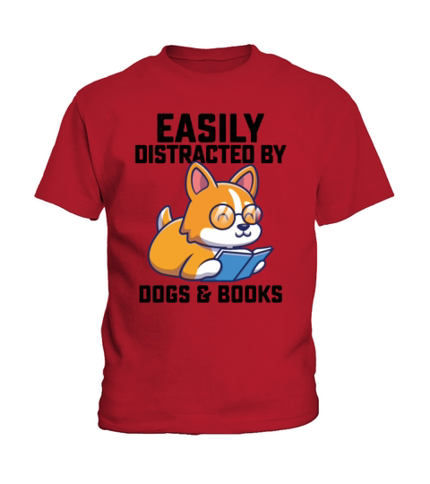 Easily Distracted By Dogs And Books Kids T-Shirt