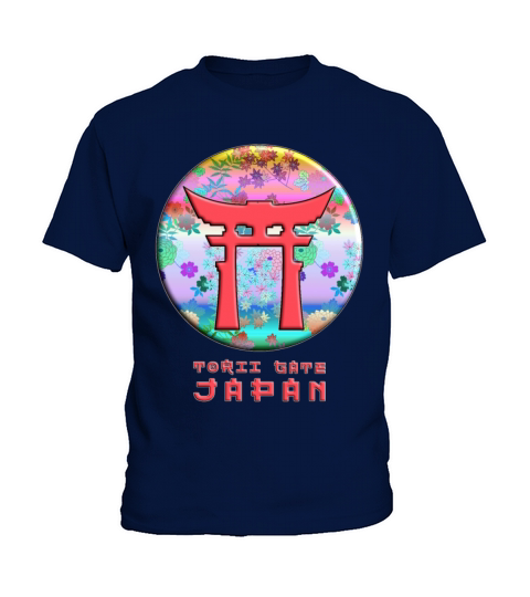 Torii Gate Shinto Japan Asian Floral Pattern Kids T-Shirt