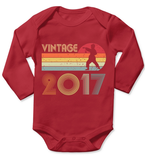 5th Birthday Karate Taekwondo Vintage 2017 Boy Kid Long Sleeve Baby One-Piece