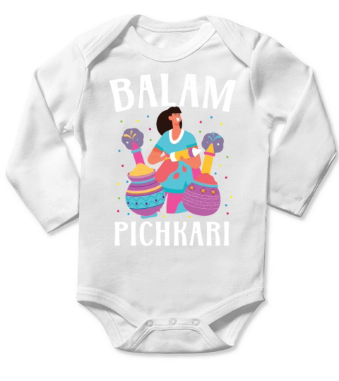 Balam Pichkari Hindu Buddhist Holi Festival Long Sleeve Baby One-Piece