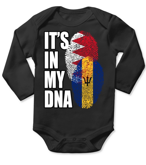 Barbadian And Bahraini Mix Heritage DNA Flag Long Sleeve Baby One-Piece