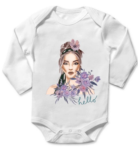beautiful woman Long Sleeve Baby One-Piece