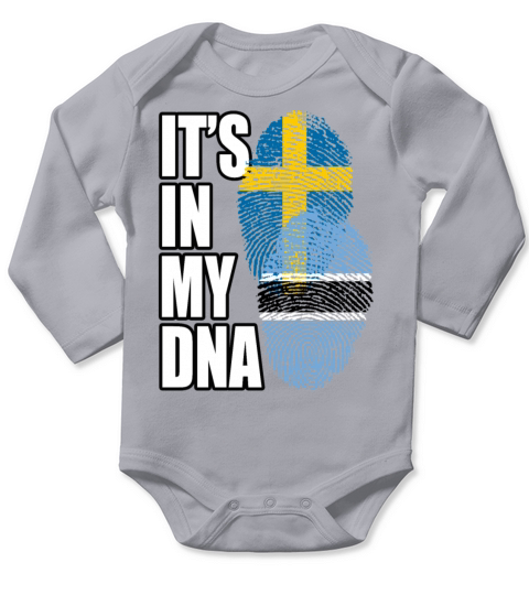 Botswana And Swedish Mix Heritage DNA Flag Long Sleeve Baby One-Piece