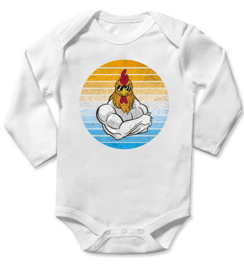 Chicken with cool vintage sunglasses Long Sleeve Baby One-Piece
